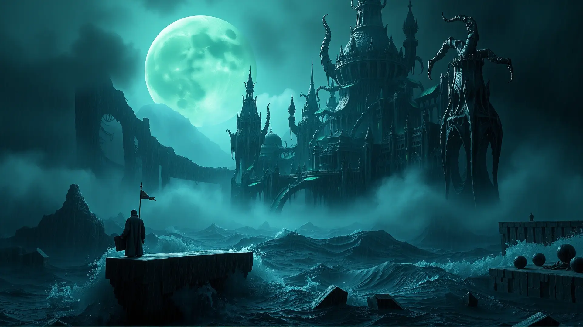 Ciudad imposible emerge, evocando horror cósmico