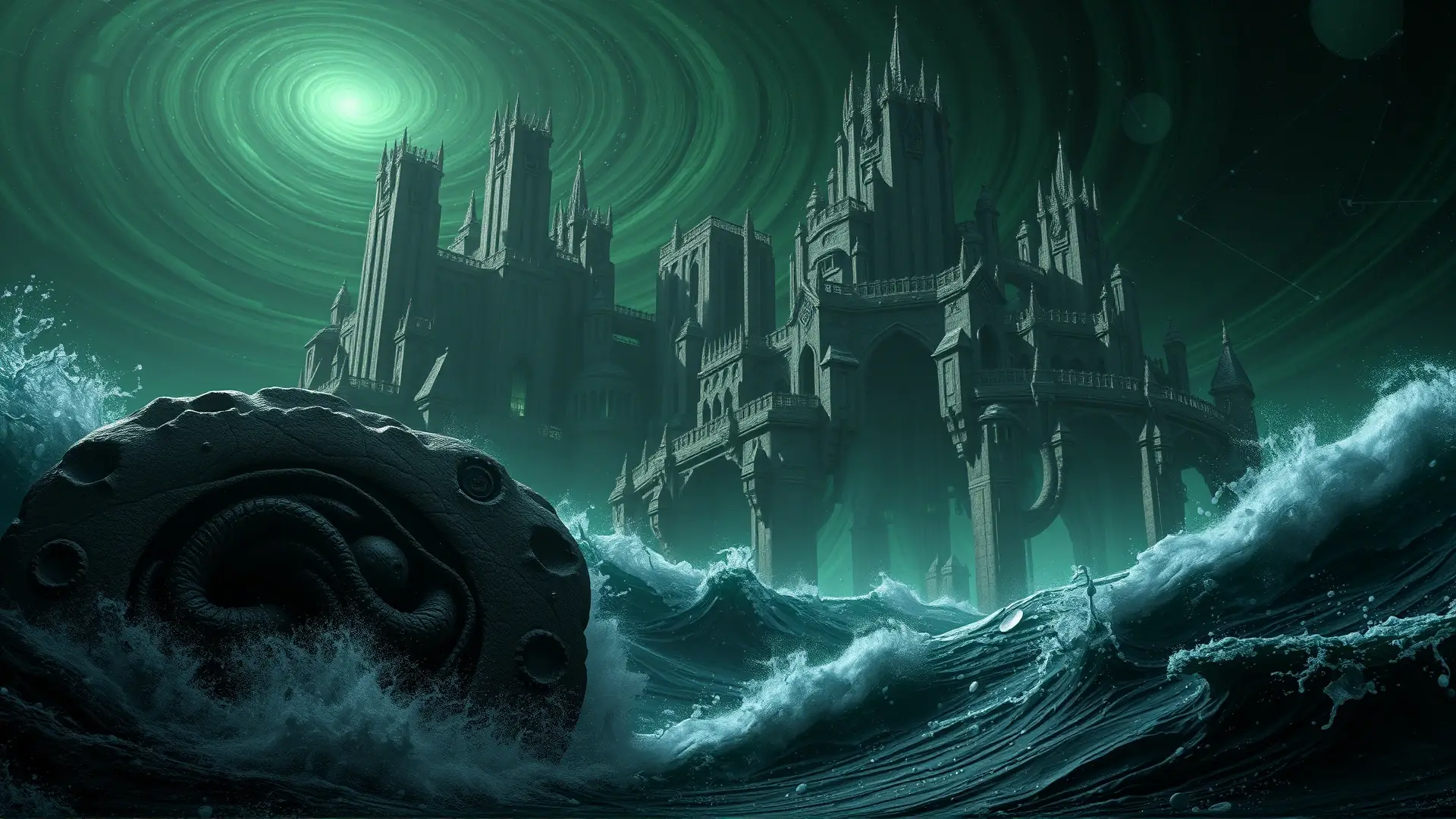 Ciudad alienígena sumergida evoca horror cósmico