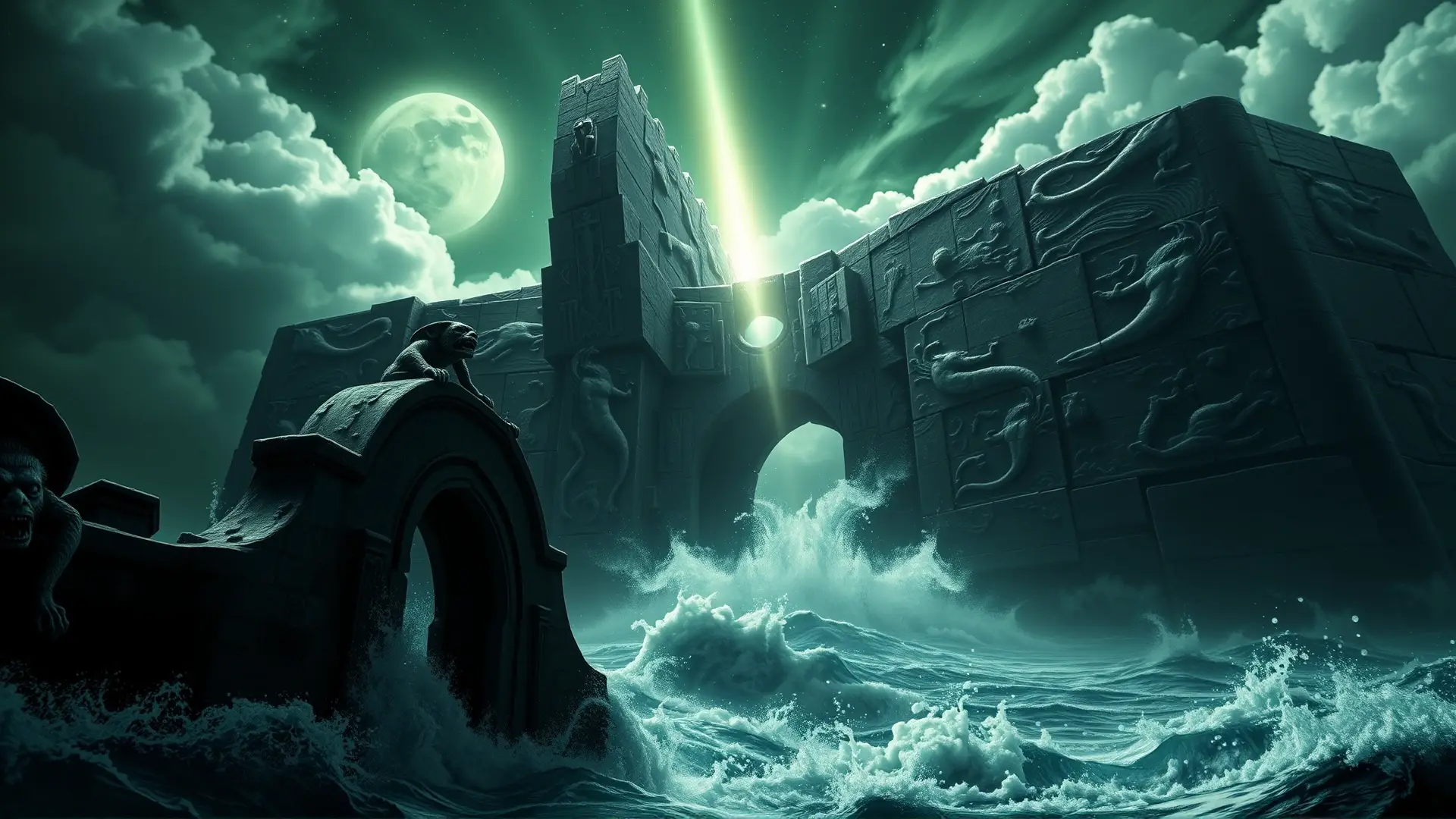 Una estructura alienígena emerge del caos marino