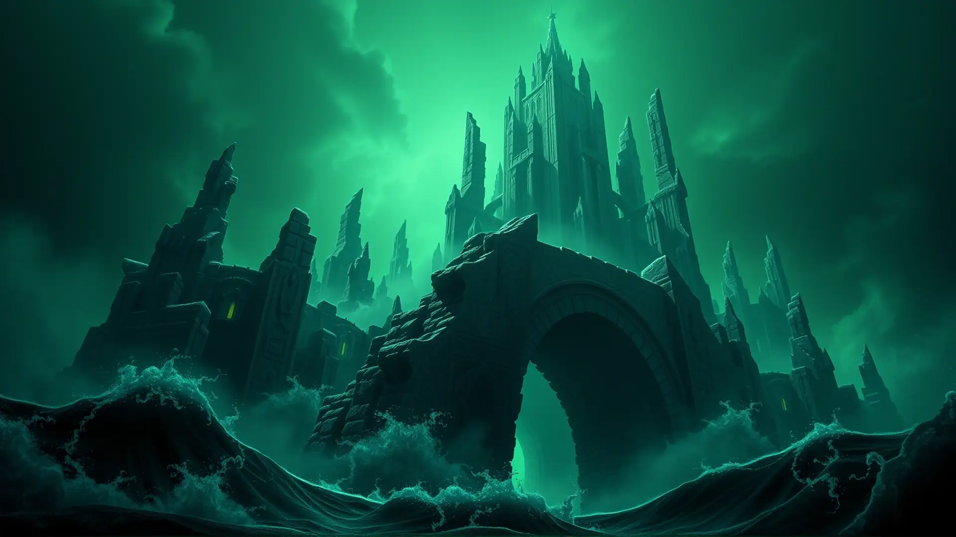 Ciudad ancestral submarina, terror cósmico y alienígena