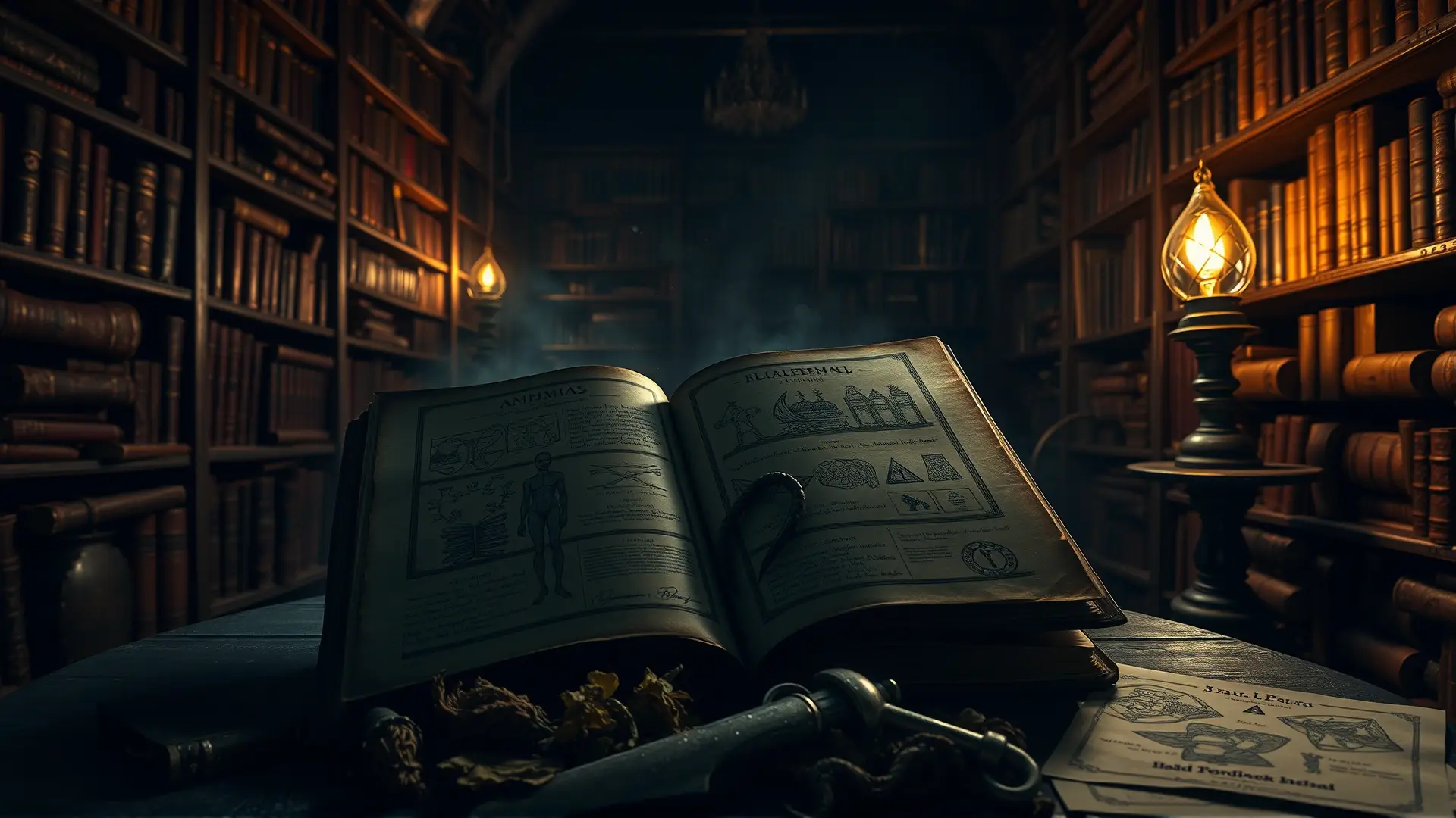 Una biblioteca gótica y tenebrosa guarda secretos prohibidos