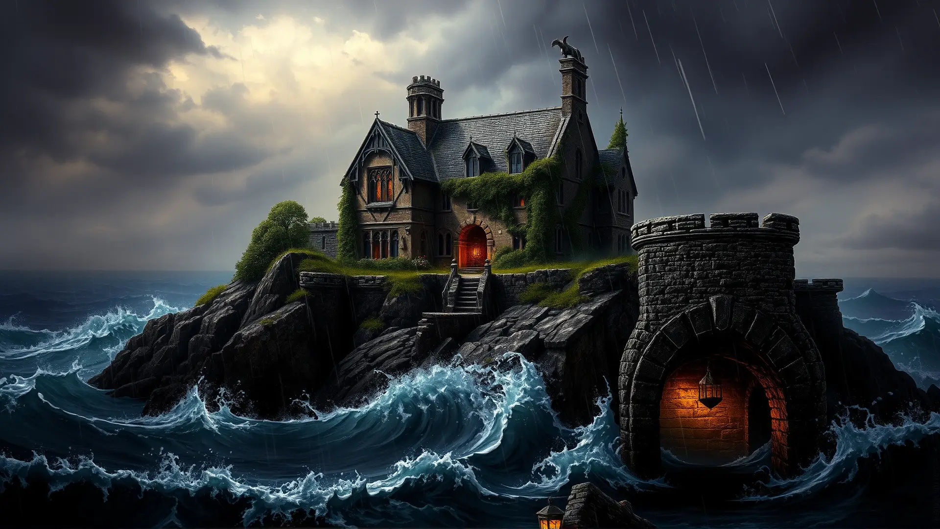 Una mansión gótica y ruinosa desafía al mar