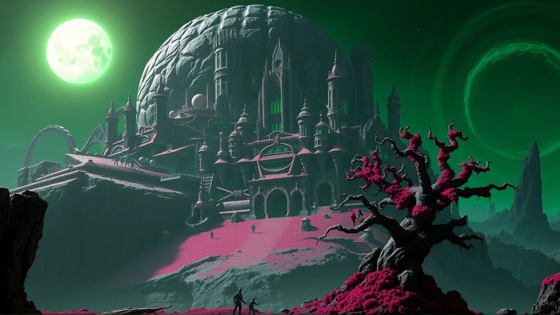 Ciudad alienígena opresiva y bellamente grotesca