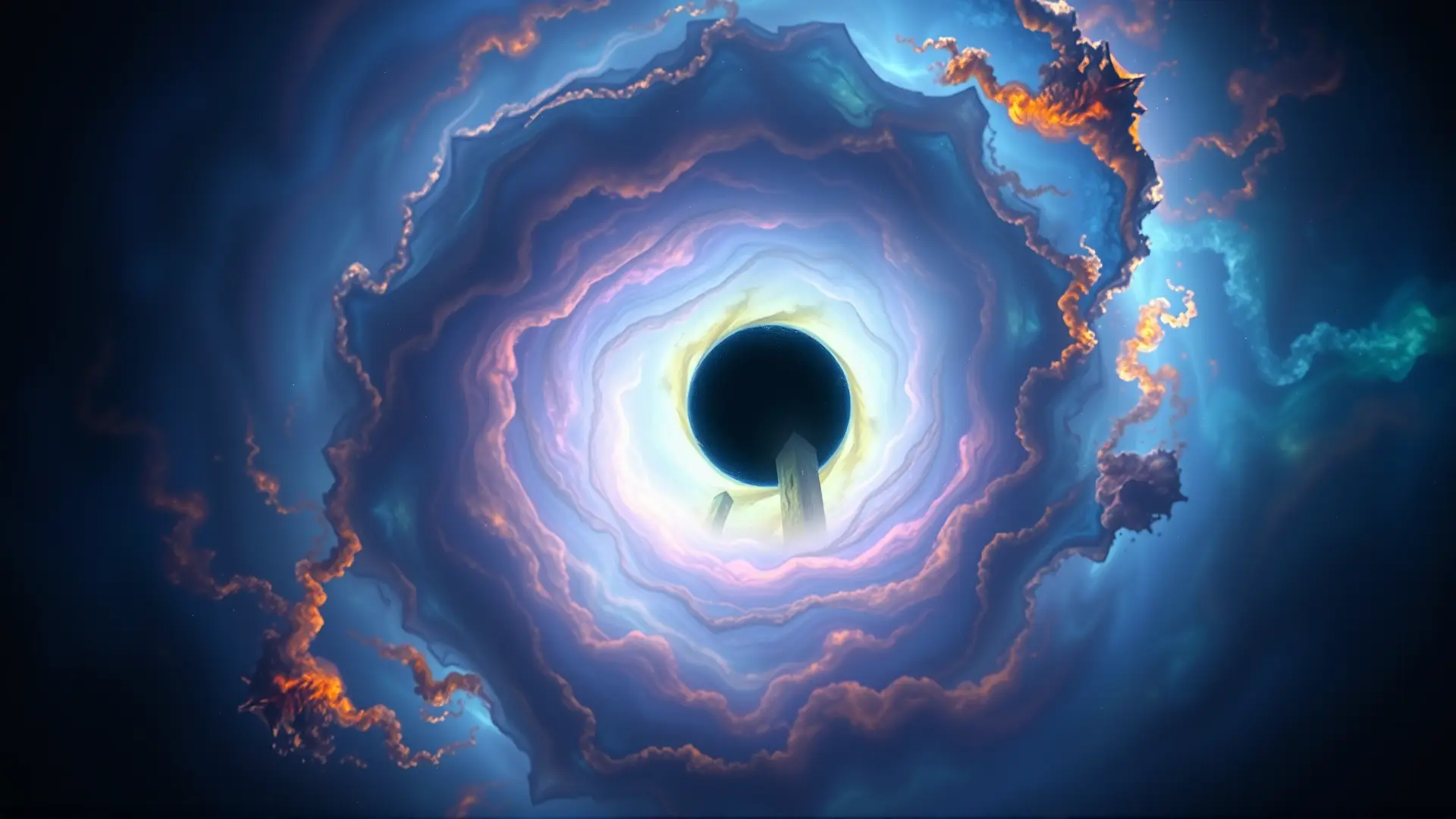 Horror cósmico etéreo en nebulosa iridiscente