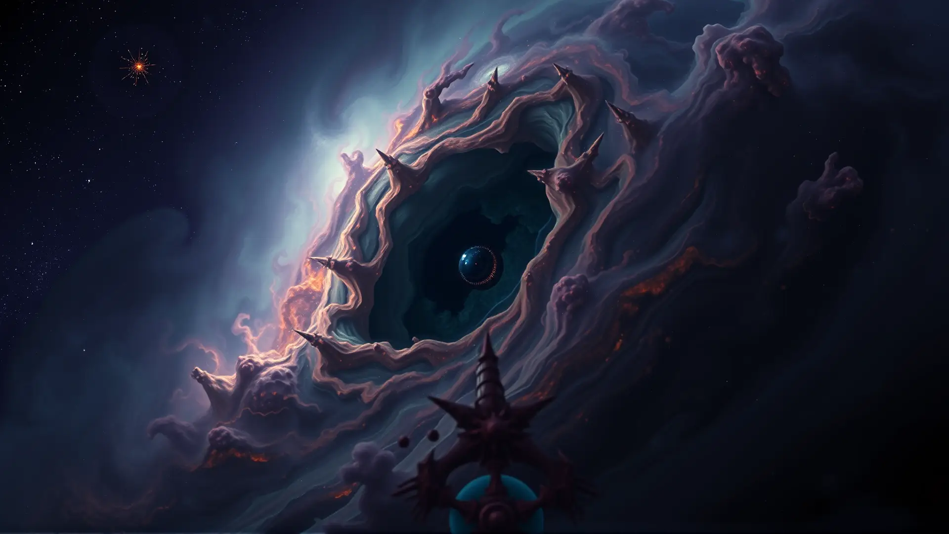 Horror cósmico: nebulosa con ojo primordial observa